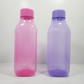 타파웨어 사각 에코물통 1000ml 핑크+보라 2P SET 밀폐물병 가정용물통, 1개