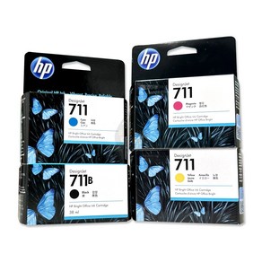 HP No.711정품잉크 4색세트(3WX00A 검정+CZ130A 파랑+CZ131A 빨강+CZ132A 노랑) T120T130T520T530, 1개