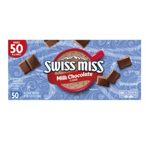 Swiss Miss Milk Chocolate Hot Cocoa Mix 스위스 미스 밀크 초콜릿 핫 코코아 믹스 39g 50개입, 1개