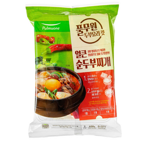 풀무원 얼큰 순두부찌개 2인분 5분키친 혼밥 캠핑 양념 육수레시피, 602g, 6개