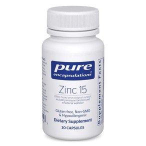 Pue Encapsulations Zinc 15 mg 성장 발달을 위한 아연 피콜리네이트 보충제 60정, 1개, 30정