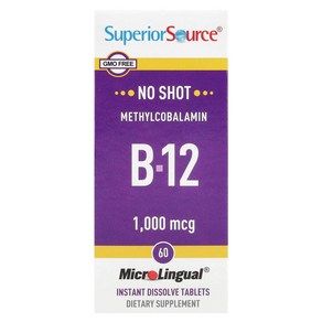 슈페리어소스 메틸코발라민 B-12 1000mcg MicoLingual 빠른 용해 정제 60정, 1개