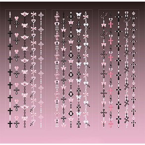 데코 홀로그램 장미 십자가 리본 하트 체인 스티커 폴꾸 다꾸 탑꾸 다이어리꾸미기