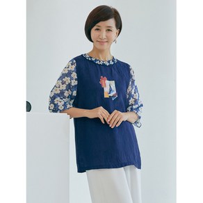 [바네사리찌]풍기 인견 블라우스(네이비)