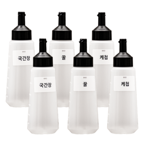 원터치 소스통 블랙 600ml(특대) 6개 + 라벨 21종 세트, 1개