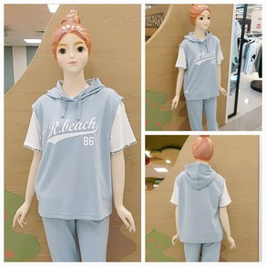 [소이주니어]논현점 23년여름신상 ** 남녀공용 크게 나왔습니다 ** 블루 후드 조끼 ** 마네킹 키 155 11호 착용 **