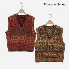 써스데이아일랜드 여성 니트 조끼 Thusday Island 그라데이션 자카드 베스트(T216MVT135W)