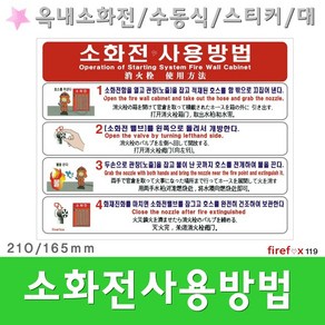 소화전사용방법 스티커 대 표지판 소방 사용법 표시, 1개