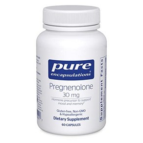 Pue Encapsulations Pegnenolone - 30 mg - Homone Suppot - Memoy Suppot & Bain Supplement - Gl, 1개, 60정