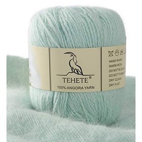 TEHETE 100% Angoa Wool 2-Ply Soft Luxuious Fuzzy TEHETE 100% 앙고라 울 2겹 부드럽고 고급스러운 퍼지 청키 크로셰 뜨개질 원사(, Mint