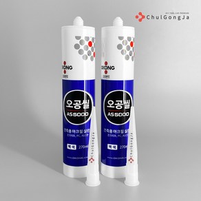 철공자 오공 수성 실리콘 + 노즐 오공씰 AS5000 도배 콘크리트 지물 벽지 벽면 시공, 2세트