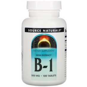 Souce Natuals B-1 고 효능 500 mg 100 정, 1개, 100정