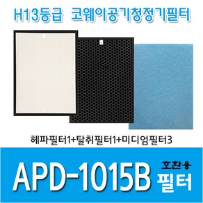 코웨이 공기청정기필터 APD-1015B 헤파1+탈취1+미디엄3 국내산 호환용필터, 1개