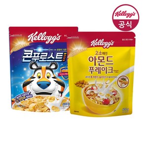 켈로그 시리얼 콘푸로스트 600g + 아몬드 푸레이크 600g, 1세트, 1.2kg