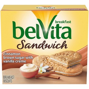 BelVita 아침 식사 비스킷 샌드위치 시나몬 브라운 슈가 & 바닐라 크림 맛 5팩 (팩당 샌드위치 2개) 5개(1팩), 1개