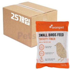 (1box) 원펫 핀치 소형새 모이 730g x25개 호금조 금화조 문조 십자매 카나리아 먹이, 25개