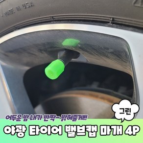 야광 타이어 밸브캡 마개 그린 4P 타이어에어캡 타이어캡, 4개, 쿠팡 본상품선택