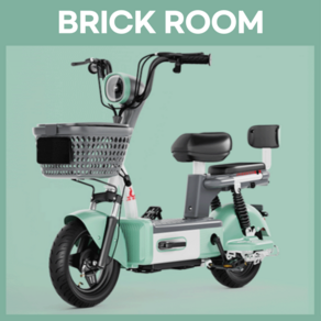 BRICKROOM 데일리 전동 스쿠터 자토바이 전기 자전거 팻바이크 2인용 분리형 배터리, 12A65km, 민트