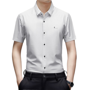 남성용 스판 반팔 셔츠 슬림 카라 단체 셔츠 댄스복 상의 Men's Shirts 2C568