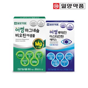 일양약품 루테인 아스타잔틴 헤마토코쿠스+마그네슘 비오틴 영양제 Set, 1세트, 60정