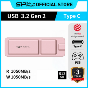 실리콘파워 Silicon Powe 외장SSD USB3.2 Gen2 c타입 PX10 핑크 휴대용 포터블 외장, 512GB