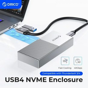 ORICO USB4 NVMe SSD 인클로저 알루미늄 M2 케이스 썬더볼트 3 4 USB32 USB 31 30 C타입 호환 40Gbps PCIe30 x