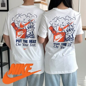 [국내매장판] 나이키 남여공용 시원한 그래픽 화이트 반팔 티셔츠 커플 여름 반팔티