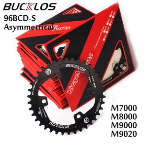 BUCKLOS 96BCD-S 자전거 Chaining 비대칭 96BCD 자전거 Chainwheel 32/34/36/38T MTB 체인 링 Shimano M7000/M8000/M90, 10)36T-Round-Red, 1개