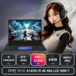 타이탄 18 HX A14VIG-i9 4K Mini LED W11, WIN11 Po, 64GB, 4608GB, Black