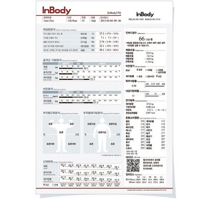 인바디270 용지 결과지 종이 프린트 출력표 500매, 성인용 결과지, 1개, 혼합색상