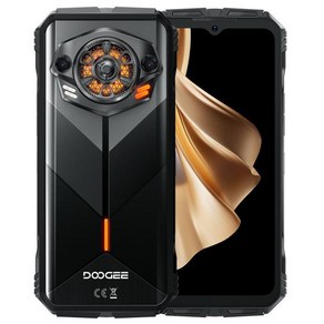 DOOGEE S 펑크 러기드 스마트폰 안드로이드 14 휴대폰 LED 라이트 6.58 인치 FHD + 34mm 16GB(6 + 10), 01 Global Vesion, 01 Black