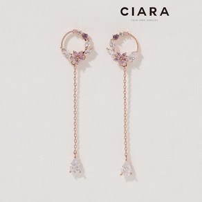 CIARA 14K Mantova 써클 가든플라워 롱 드랍 귀걸이(SilvePin)