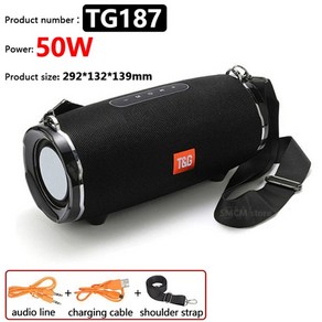 블루투스스피커 명품 187 50 고출력 블루투스 스피커 야외, 1.50W TG187 Black