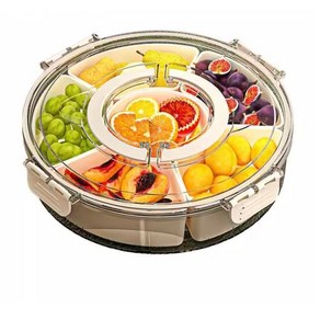 회전형 6칸 과일 야채 간식 플레이트 밀폐 용기, 1개, 1개