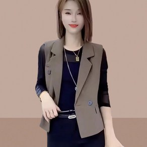 MOSAIRATION 여성 쇼트핏 카라넥 정장 조끼 세련된 베이직 루즈핏 오피스룩 정장 베스트 V010518