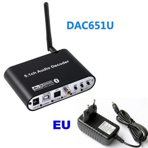 호환 DTS 5.1 디코더 변환기 PC-USB 사운드 카드 RCA SPDIF 동축 광학 블루투스 5.0 수신기 볼륨 USB 음악 플레이어 AC3 DAC, [09] DAC651U  EU