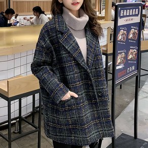 체크 더블 하프 코트 Women's coat 비보뉴