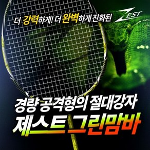 제스트 그린맘바2 경량 공격형 배드민턴라켓 인기모델 GREEN MAMBA 2 초경량 78g, 노거트, 1개