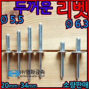 두꺼운 굵은 리벳 리베트 알루미늄 블라인드 리벳못 5.5mm 6.3mm 조립 수리 유로폼