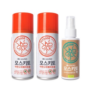 모스키토아웃도어에어로솔(디에틸톨루아미드)(레몬향) 100ml X 2개 + 모스키토액(이카리딘)(라벤더향) 60ml