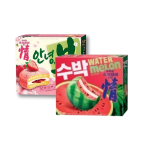 오리온 초코파이 수박 336g 1 초코파이 딸기 408g 1 (총2) 봄 여름 한정판, 1세트, 744g