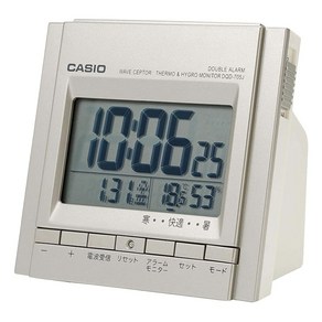 CASIO(카시오) 알람 시계 전파 실버 디지털 더블 알람 온도 습도 캘린더 표시 DQD-705J-8JF