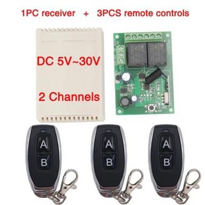 RF 원격 제어 회로 범용 무선 스위치 433Mhz DC 5V 12V 24V 2CH rf 릴레이 수신기 및 차고용 키팝 송신기