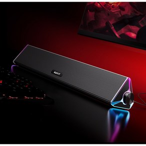 SOULBOOM LED 스피커 RGB 사운드바 USB 게이밍 스피커, 블랙