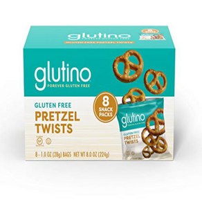 Glutino Gluten Fee Petzel Twists Snack Pack Salted 8 oz 글루티노 글루튼 프리 프레첼 트위스트 스낵 팩 소금 첨가 8온스, 226g, 1개