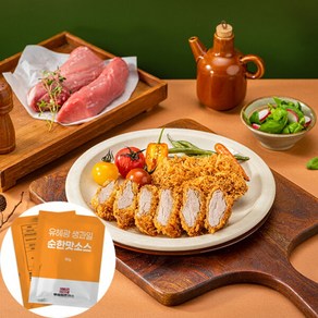 [유혜광돈까스] 유혜광 수제통안심돈까스 8장(총 4팩) + 수제생과일순한맛소스 50g * 4봉, 단일속성, 4개