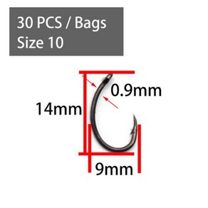 훌치기바늘 우럭바늘 낚시바늘 30 개 PTFE 코팅 잉어 낚시 후크 가시 넓은 갭 고 탄소강 방법 피더 헤어 리