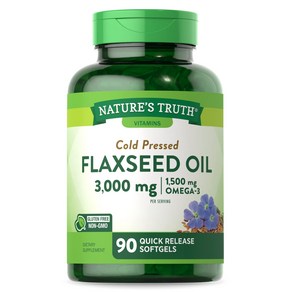 Flaxseed Oil Softgels  90 Count  Cold Pessed Non-GMO & Gluten Fee Supplement  by Natue's Tu, 90정, 1개