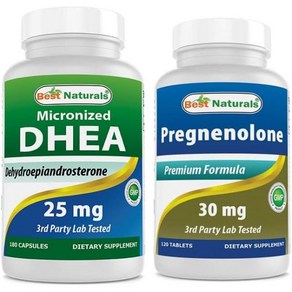 Best Natuals DHEA 최고의 내추럴 25mg 및 프레그네놀론 30mg, 1개