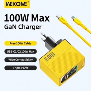 WEKOME 100W C타입 GaN 충전기 빠른 충전 4.0 3.0 USB PD 고속 충전기 어댑터 맥북 프로 프로 15 샤오미 화웨이용, 14.Only C to C cable, 1개